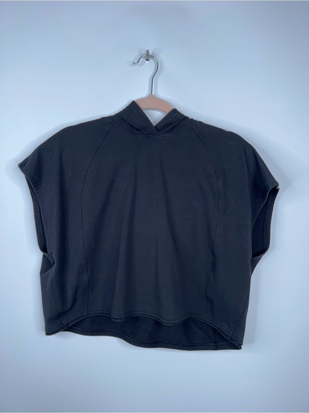 Lululemon Cropped Black Hooded Top Boxy Short Sleeve Small Medium